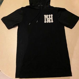 Black Hooded Jersey Shirt
